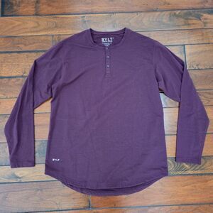 BYLT Henley T Shirt Men's Size L Maroon Burgundy Drop Cut Long Sleeve